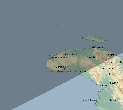 Map of the eclipse path across Haiti on 12/13/2346