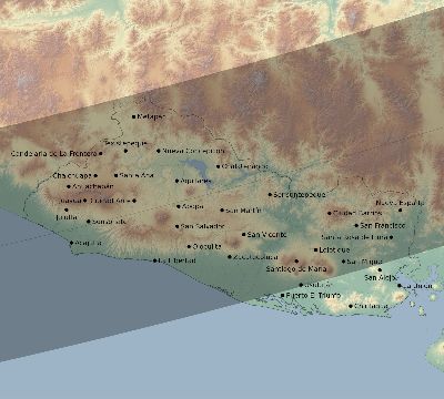 Map of the eclipse path across El Salvador on 12/13/2346