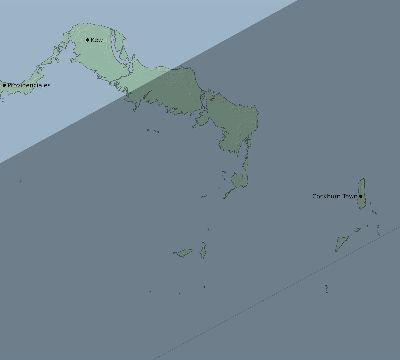 Map of the eclipse path across Turks and Caicos Islands on 12/13/2346