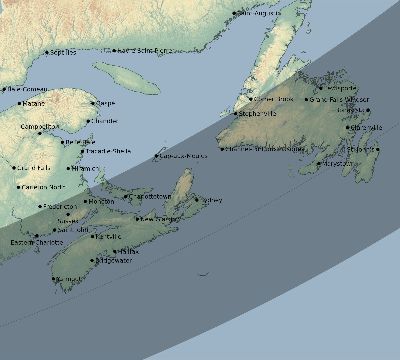 Map of the eclipse path across Canada on 04/29/2348