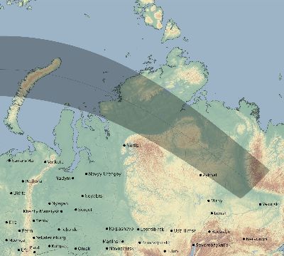 Map of the eclipse path across Russia on 04/29/2348
