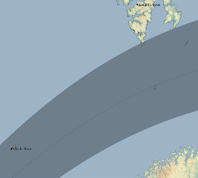 Map of the eclipse path across Svalbard and Jan Mayen on 04/29/2348