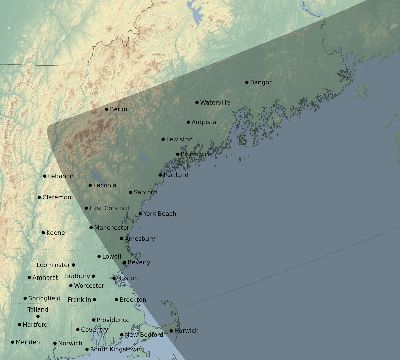 Map of the eclipse path across United States on 04/29/2348