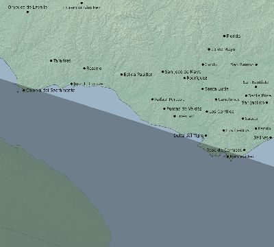 Map of the eclipse path across Uruguay on 10/23/2348