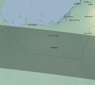 Map of the eclipse path across United Arab Emirates on 04/18/2349