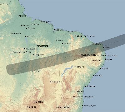 Map of the eclipse path across Brazil on 04/18/2349