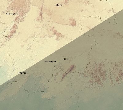 Map of the eclipse path across Guinea on 04/18/2349