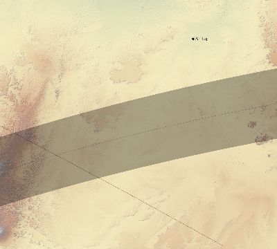 Map of the eclipse path across Libya on 04/18/2349