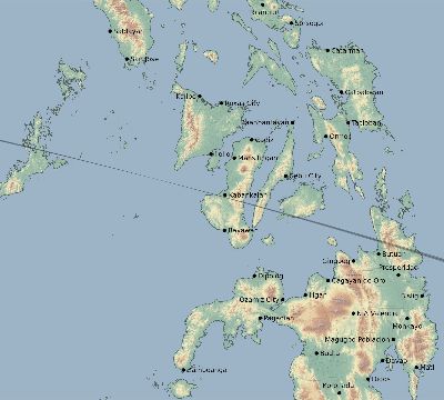 Map of the eclipse path across Philippines on 10/13/2349
