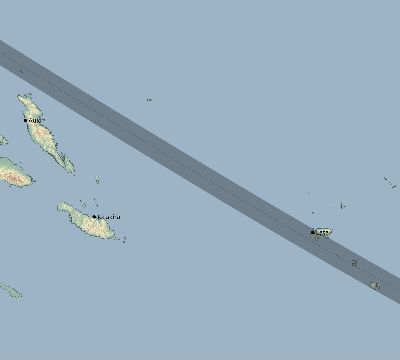 Map of the eclipse path across Solomon Islands on 10/13/2349