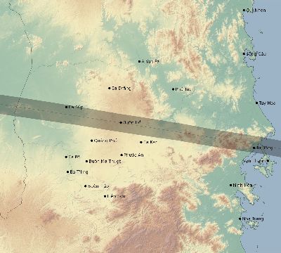 Map of the eclipse path across Vietnam on 10/13/2349