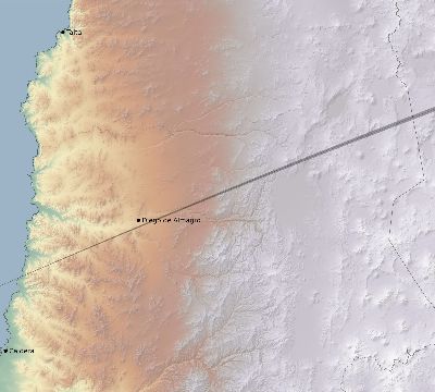 Map of the eclipse path across Chile on 04/07/2350
