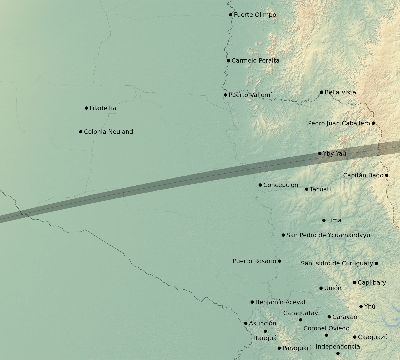 Map of the eclipse path across Paraguay on 04/07/2350