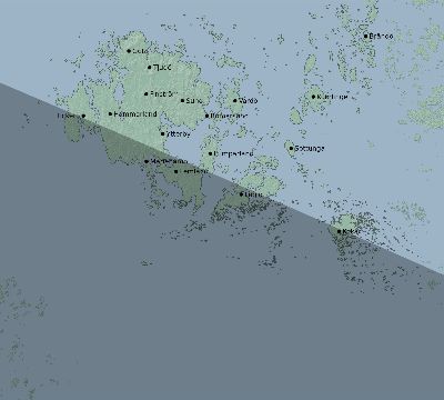 Map of the eclipse path across Åland Islands on 10/02/2350