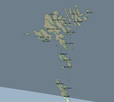 Map of the eclipse path across Faroe Islands on 10/02/2350