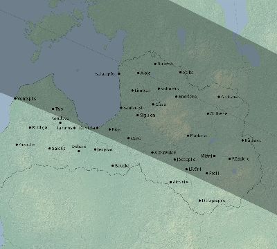 Map of the eclipse path across Latvia on 10/02/2350