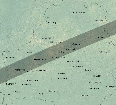 Map of the eclipse path across Belarus on 02/16/2352