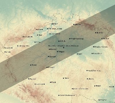 Map of the eclipse path across Czechia on 02/16/2352
