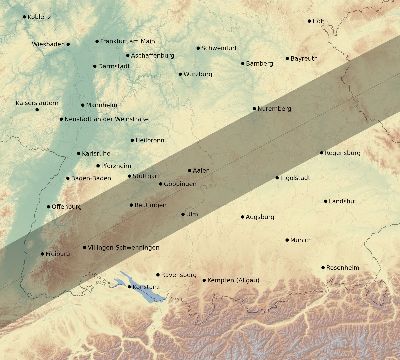 Map of the eclipse path across Germany on 02/16/2352