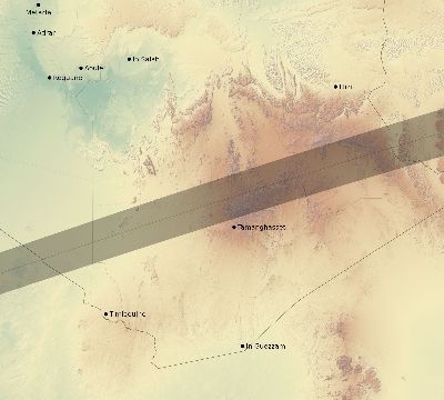 Map of the eclipse path across Algeria on 07/31/2353
