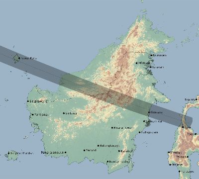 Map of the eclipse path across Indonesia on 07/31/2353