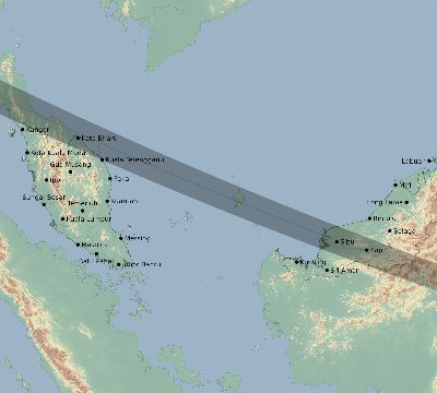 Map of the eclipse path across Malaysia on 07/31/2353