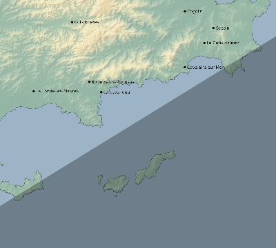 Map of the eclipse path across France on 12/04/2355