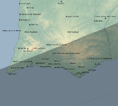 Map of the eclipse path across Portugal on 12/04/2355