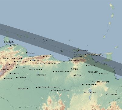 Map of the eclipse path across Venezuela on 05/30/2356