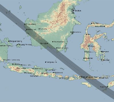 Map of the eclipse path across Indonesia on 11/23/2356