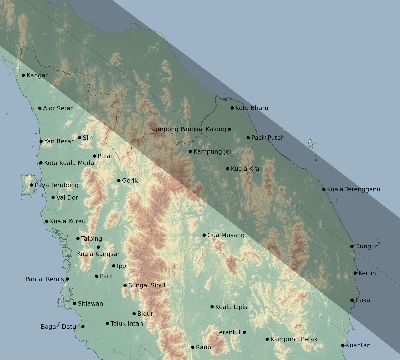 Map of the eclipse path across Malaysia on 11/23/2356
