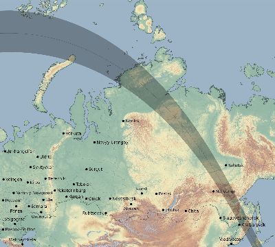 Map of the eclipse path across Russia on 09/23/2359