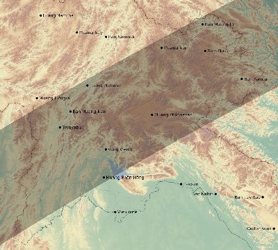 Map of the eclipse path across Laos on 03/18/2360