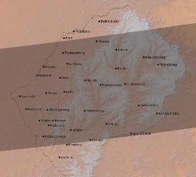 Map of the eclipse path across Lesotho on 03/18/2360