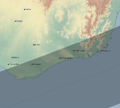 Map of the eclipse path across Madagascar on 03/18/2360