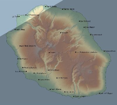 Map of the eclipse path across Réunion on 03/18/2360