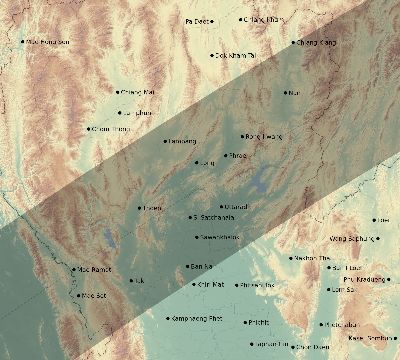 Map of the eclipse path across Thailand on 03/18/2360