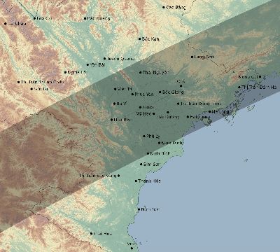 Map of the eclipse path across Vietnam on 03/18/2360