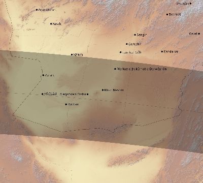 Map of the eclipse path across Afghanistan on 09/11/2360