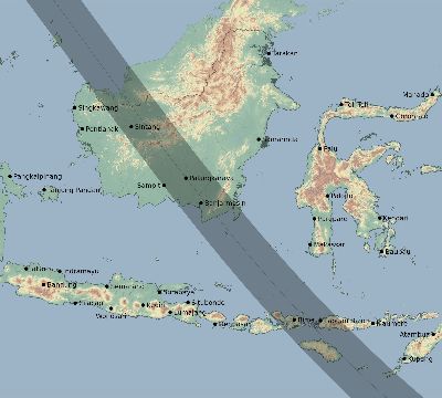 Map of the eclipse path across Indonesia on 09/11/2360