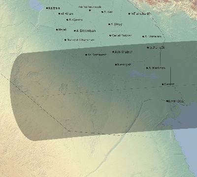 Map of the eclipse path across Iraq on 09/11/2360