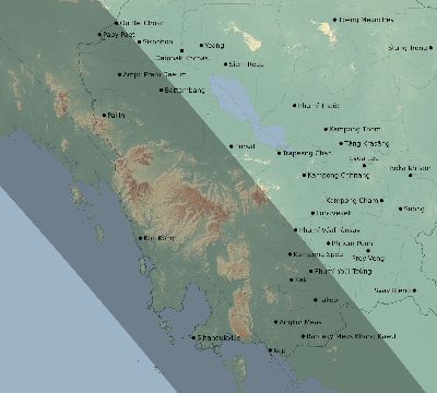 Map of the eclipse path across Cambodia on 09/11/2360