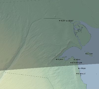 Map of the eclipse path across Kuwait on 09/11/2360