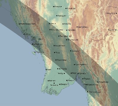 Map of the eclipse path across Myanmar on 09/11/2360