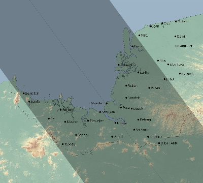 Map of the eclipse path across Malaysia on 09/11/2360
