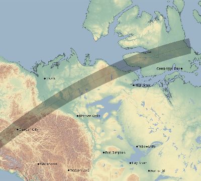 Map of the eclipse path across Canada on 03/08/2361