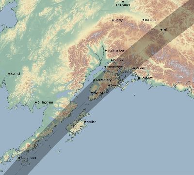 Map of the eclipse path across United States on 03/08/2361