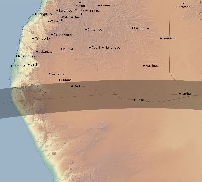 Map of the eclipse path across Angola on 08/31/2361