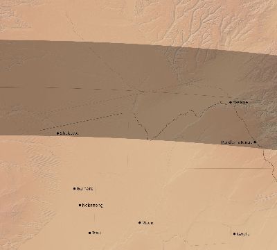 Map of the eclipse path across Botswana on 08/31/2361