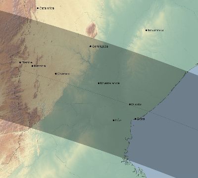 Map of the eclipse path across Mozambique on 08/31/2361